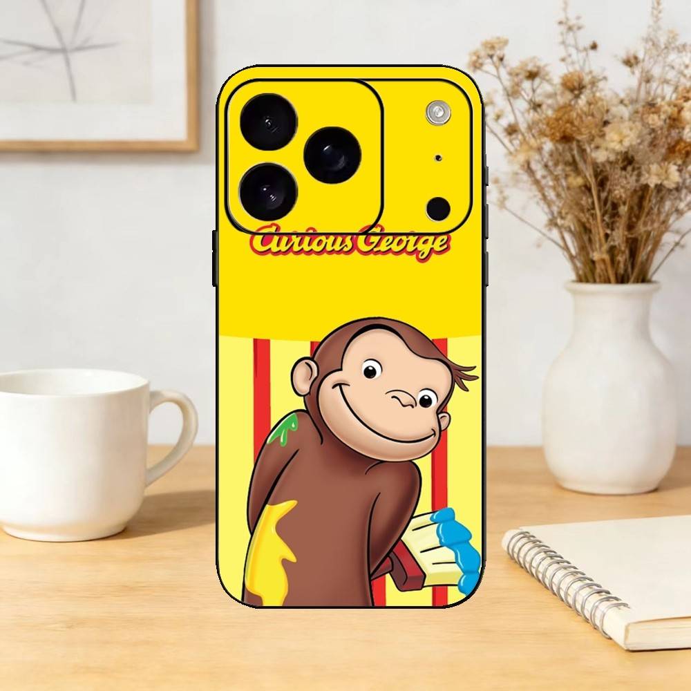 Mokey C-Curious G-Georges Phone Case For iPhone 17,16,15,14,13,12,11 Plus,Pro,Max,Mini Silicone black Soft Cover