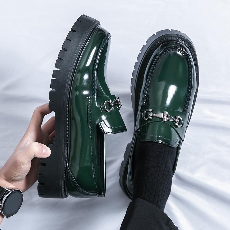 Men's British Style Formal Leather Slip-on Loafers - Thick Sole, Height Increasing, Big Toe Casual Shoes