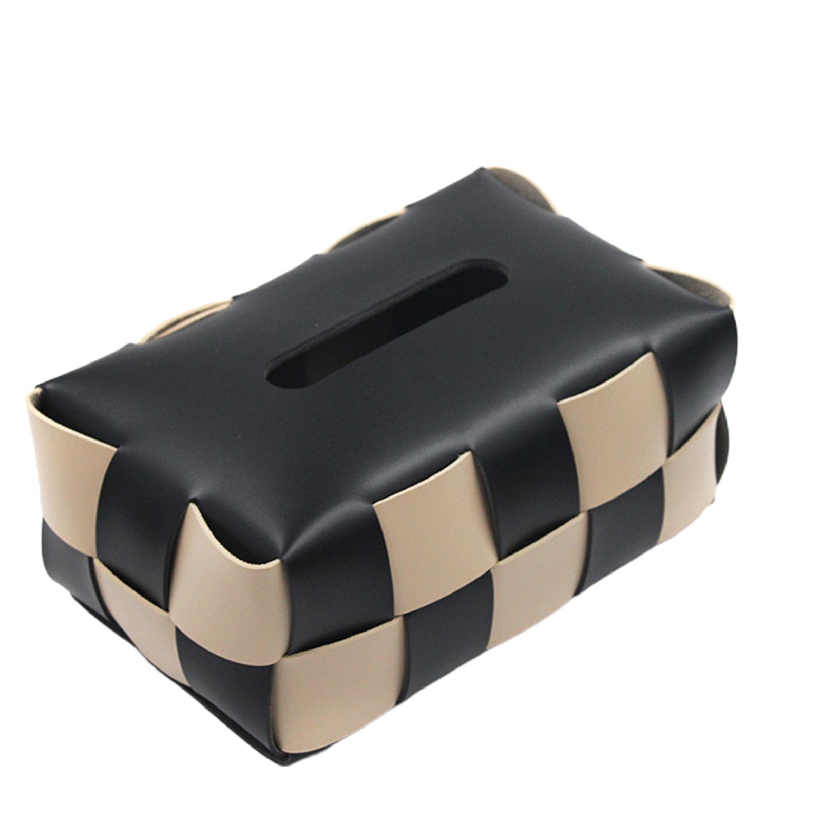 

Creative Woven Tissue Storage Box Waterproof PU Leather Tissue Organizer