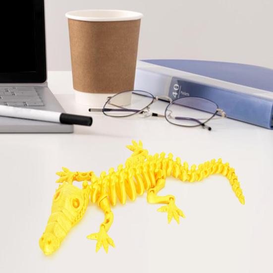 3D Printed Skeleton Crocodile Figurine Movable Joints Bone Crocodile Figure Articulated Animal Model Toy Home Office Desktop Decoration Ornament