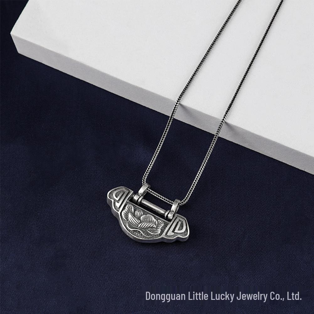 Handmade S925 Silver Lotus Pendant by Jade Angel: Ethnic Style with Niche Design.
