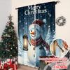 2pcs 2D Flat Printing Christmas Curtains Merry Christmas7 Versatile Durable Polyester Without Electricity Festive Wall Decor