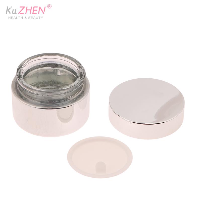 Glass Cosmetic Jar 5-50g Face Cream Glass Bottle Silver Cream Jar Cosmetic Container Empty Nail Glue Jar Travel Makeup Container