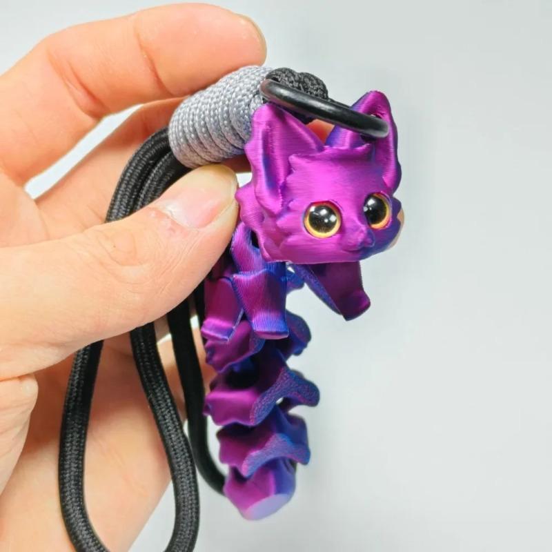 3D Printed Cute Fox Ornament Model with Multiple Joints Movable ,beautiful Eyes, Hanging Rope Room Decoration Accessories Gifts