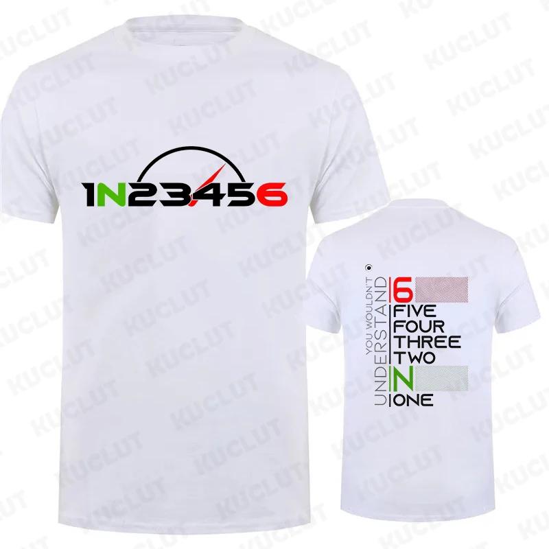 Motorcycle Gear 1N23456 Design Tshirt for Men Autocycle Motorbike Speedometer Personalized Print Game Tshirts Vintage T Shirts