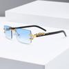 1 Pc Trendy Frameless Rectangular Sunglasses Personalized UV Protection For Daily Wear