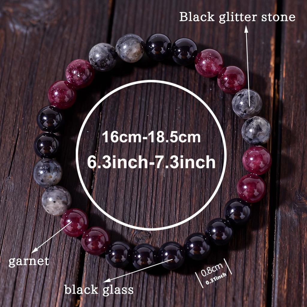 Bracelet Festif en Perles Grenat Onyx Noir et Labradorite Bijoux de Mode Mystiques Pour Hommes et Femmes Accessoire Simple Polyvalent pour le Quotidien