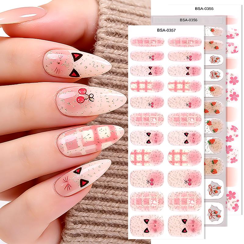 Adesivi per Unghie in Gel Impermeabili Francesi - Carini Cartoni Animati Nail Art Senza Cottura per Stili Europei e Americani