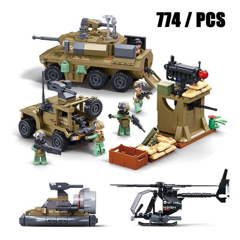 SLUBAN Militär 1939-1945 Landung in der Normandie Panzer Flugzeuge Jeep Boot Modellbausteine Soldaten-Sets Puppen Bausteine Kinderspielzeug Geschenk