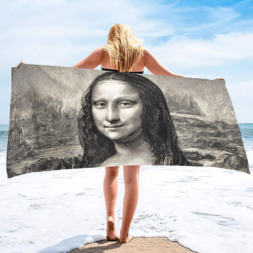 Mona Lisa Serie Meeresurlaub Strandtuch Schwimmbad Badetuch Mikrofaser Sporttuch