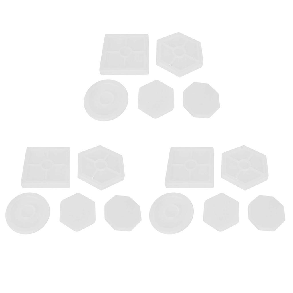 20Pcs Diy Coaster Silicone Mold Included Square Hexagon Circle Octagon Mold for Resin, Concrete, Cement,Home Decoration