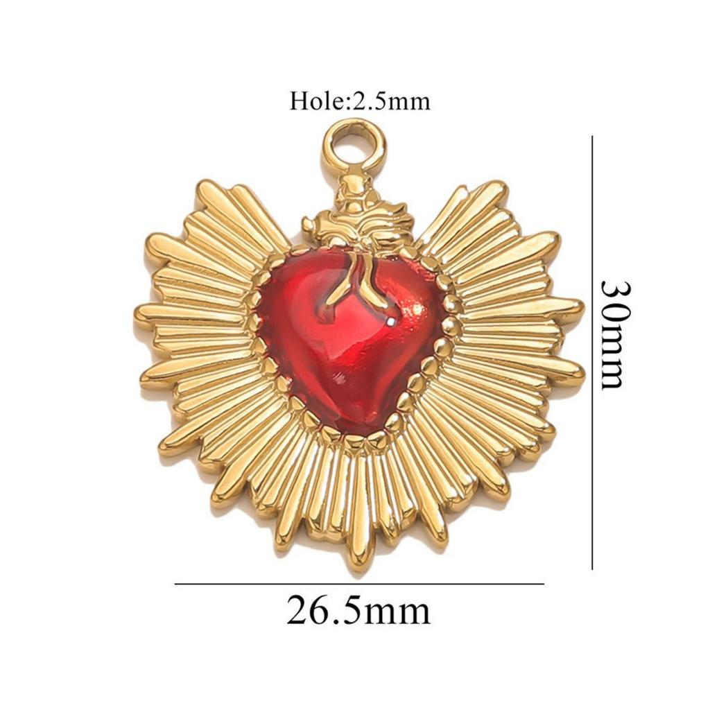 1 Piece 304 Stainless Steel Pendant Charm Red Heart Enamel 18K Gold Plated For DIY Necklace Bracelet Jewelry Making Findings