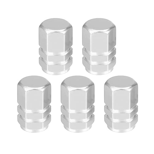 

Partuto 5 шт. 0,43 x0,39 x0,63 универсальные колпачки для вентилей шин - прочные пылезащитные колпачки для вентилей автомобильных шин - алюминиевый сплав серебристый тон