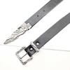 Adjustable Carved Buckle Belt for Pants Jeans Eye Catching PU Belt Y2K Metal Buckle Skinny Belt Vintage Waist Ornament