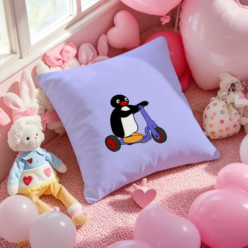 Cute P-Pingu Cartoon Cushion Cover Pattern Printed Pillowcase for Living Room Sofa Cushion Cover & Bedroom Decor