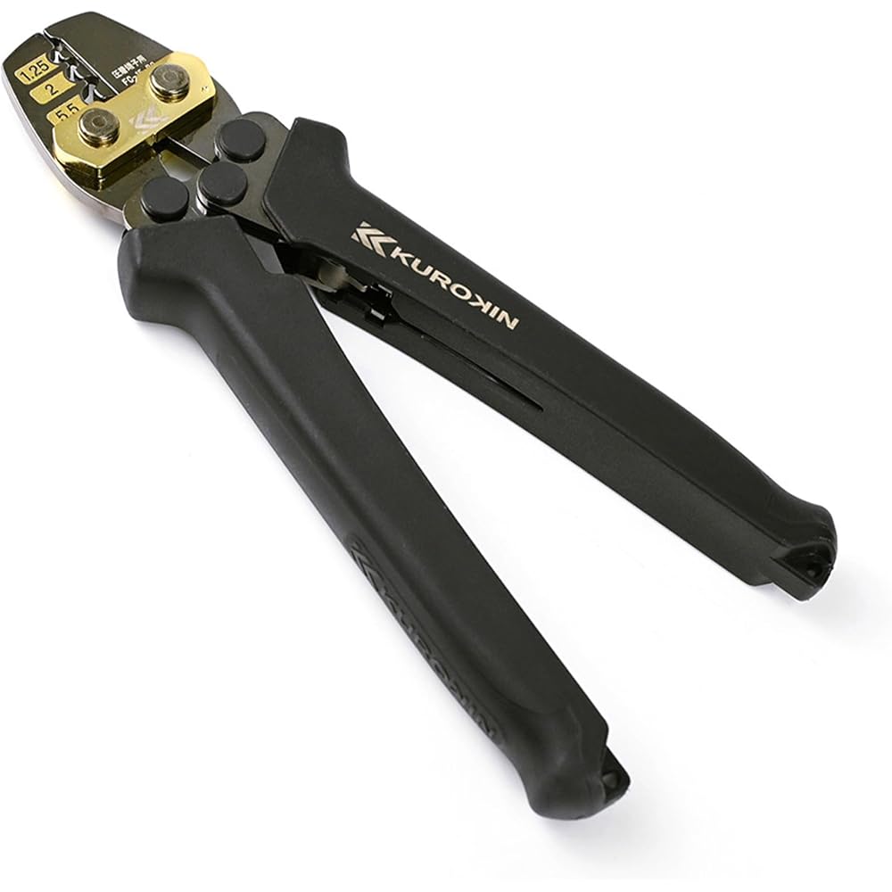 Fujiya (Fujiya) Crimping Tool, Black Gold, for Bare Terminals and Bare Sleeves, 1.25/2/5.5 mm2, I...