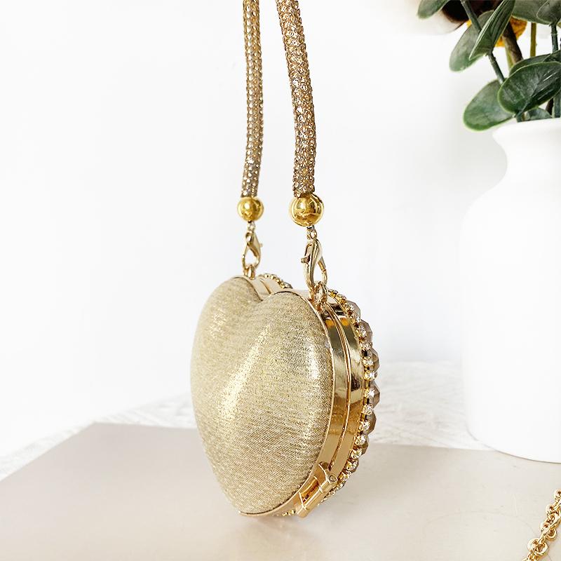 Lusso Piccola Bling Forma a Cuore Diamante Pochette da Sera Borsa con Strass Moda Donna