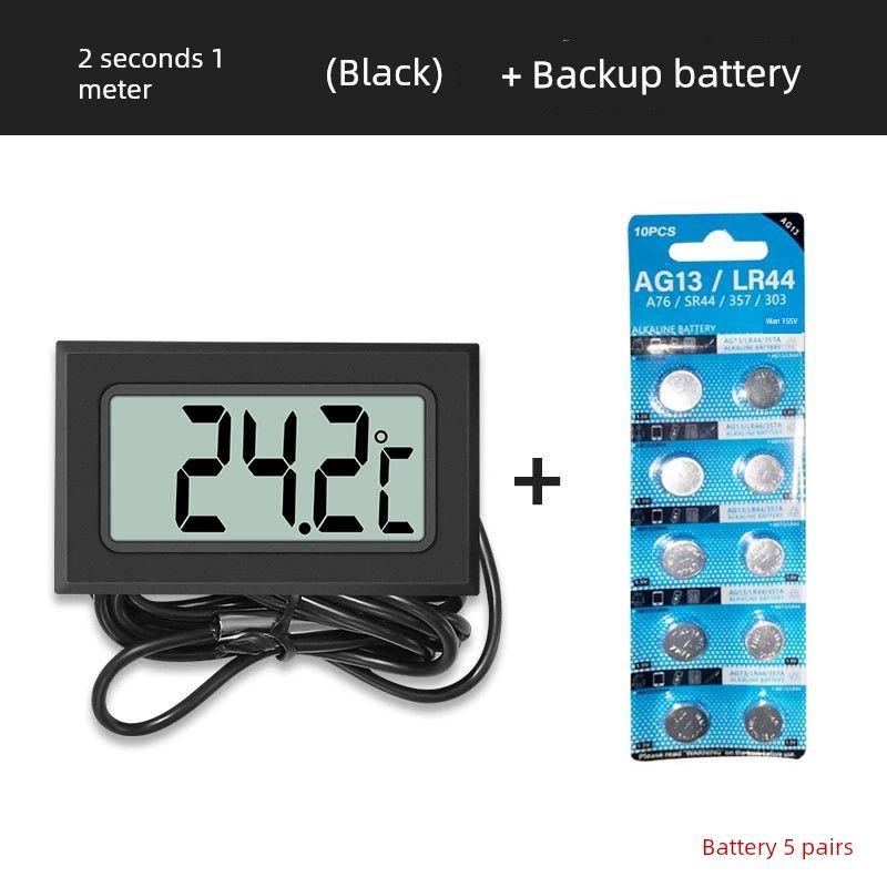 

Digital Sensor Refrigerator Digital Display for Fish Tank Breeding 2 seconds 1 m (black) + backup battery