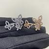 Classic S 925 silver hollowed out diamond set three different butterfly shaped women's rings