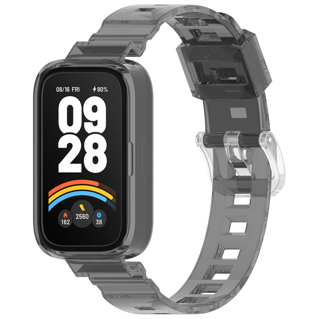 For Xiaomi Redmi Band 2/Smart Band 8 Active Transparent Color Changing TPU Watch Band Integrated with Case