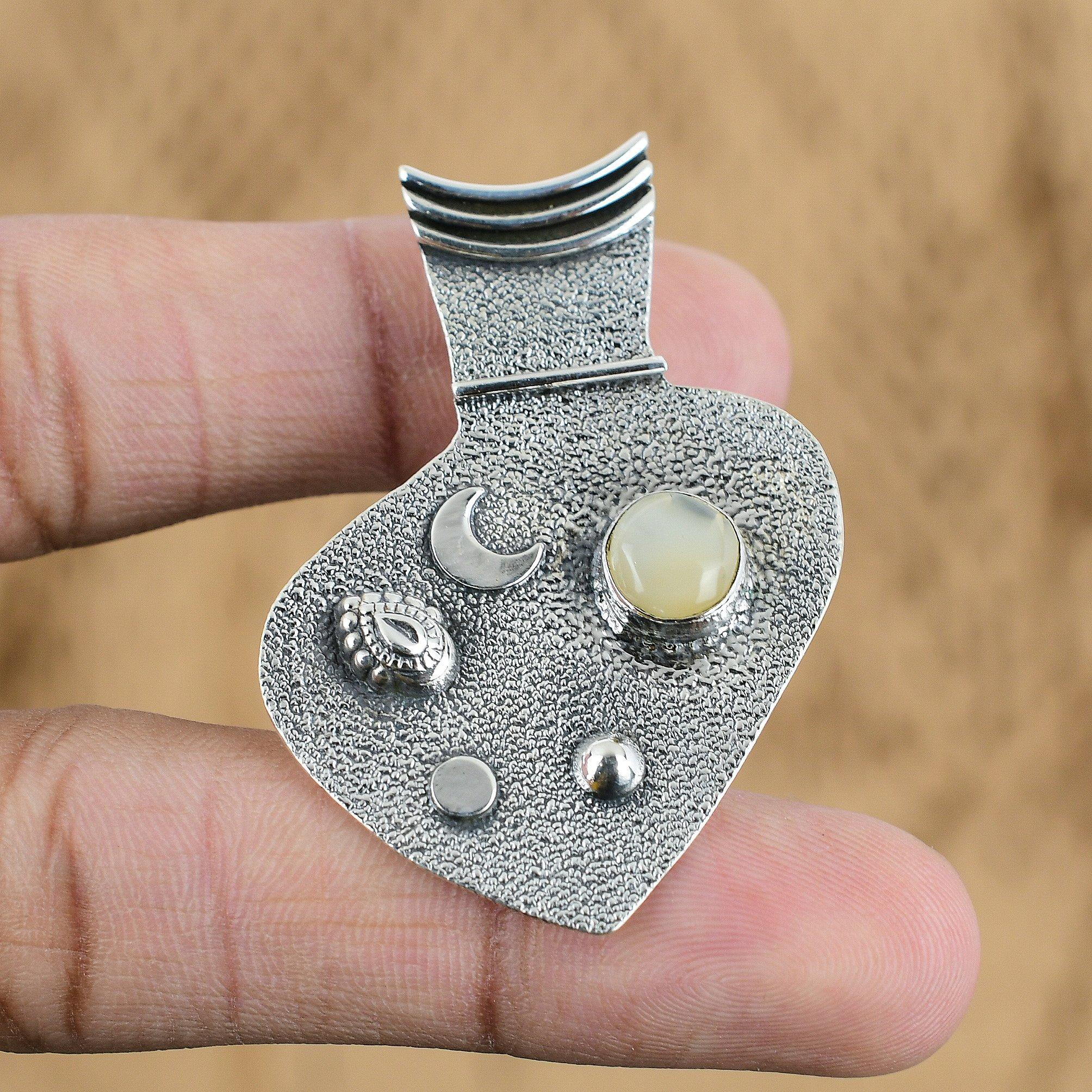 

Natural Moonstone Gemstone Pendant 925 Sterling Silver Indian Jewelry For Girls