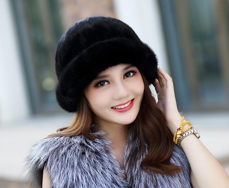 Ladies Winter Imitation Mink Hat Fur Fur Fur Outdoor Fashion Cotton Hat Top Hat Jazz Hat Warm