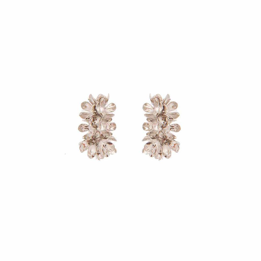 French Court Style Retro Stud Earrings Women'S Silver Irregular Flower High-End Earrings Niche Temperament Fashion Earrings