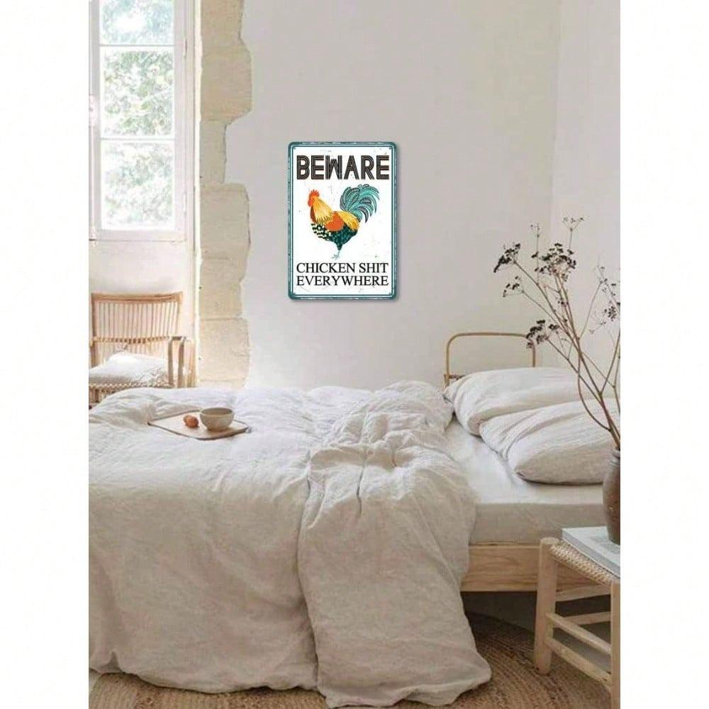 Vintage Metal Chicken Sign Farmhouse Decor Retro Wall Art Tin Sign 8x12 Inch