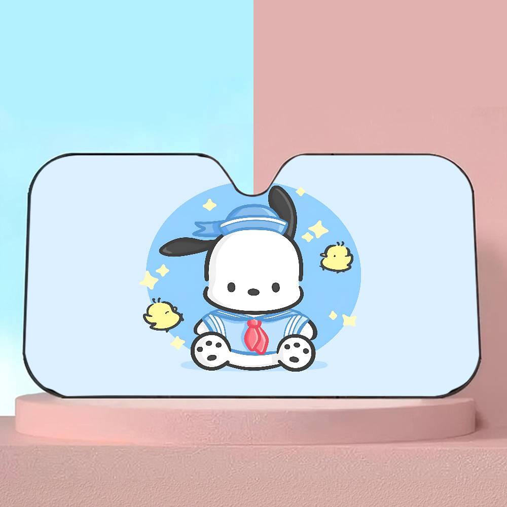 Cute Cartoon Puppy P-Pochacco Windshield Sunshade Anime Cute Car Front Windshield 70x130cm Sun Visor Heat Reflector