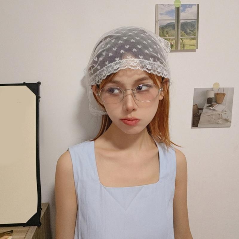 Stylish Lace Headwrap Triangular Hair Scarf Elegant Bandanas Headscarf for Women Music Festival Photo Head Accessories