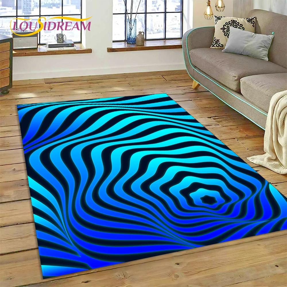 3D-Vortex-Teppich mit visuellen Illusionen für Wohnzimmer, Schlafzimmer, Heimdekoration, Bodenmatte, rutschfeste Dekoration für Sofa, Küche, Fußmatte