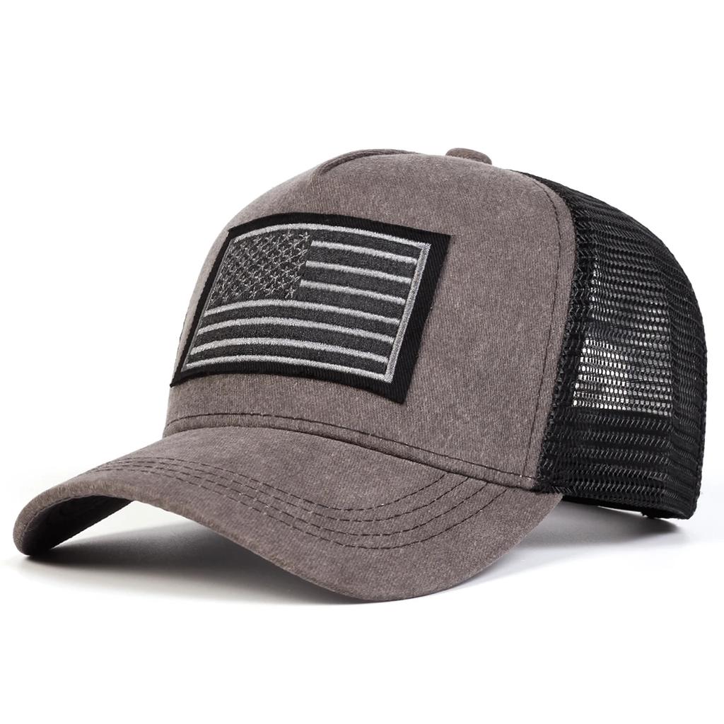 Women American Flag Embroidery Washed Baseball Net Caps Spring And Summer Outdoor Use Adjustable Casual Hats Sunscreen Hat For Men And