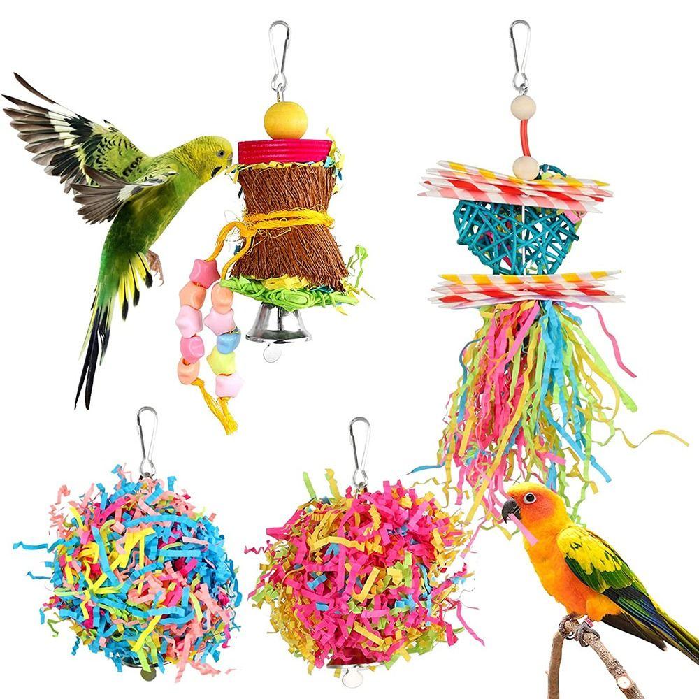 

4pcs/set Paper Bird Cage Hanging Toys Bite resistant Parrot Swing Toys Parrot Shredder Toy Grinding 4pcs/set