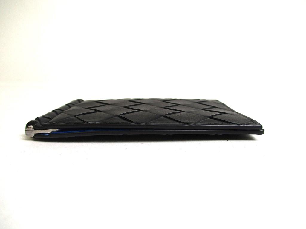 Authentic BOTTEGA VENETA Intrecciato Black Blue Leather Bifold Bill Wallet #a469  Refurbished