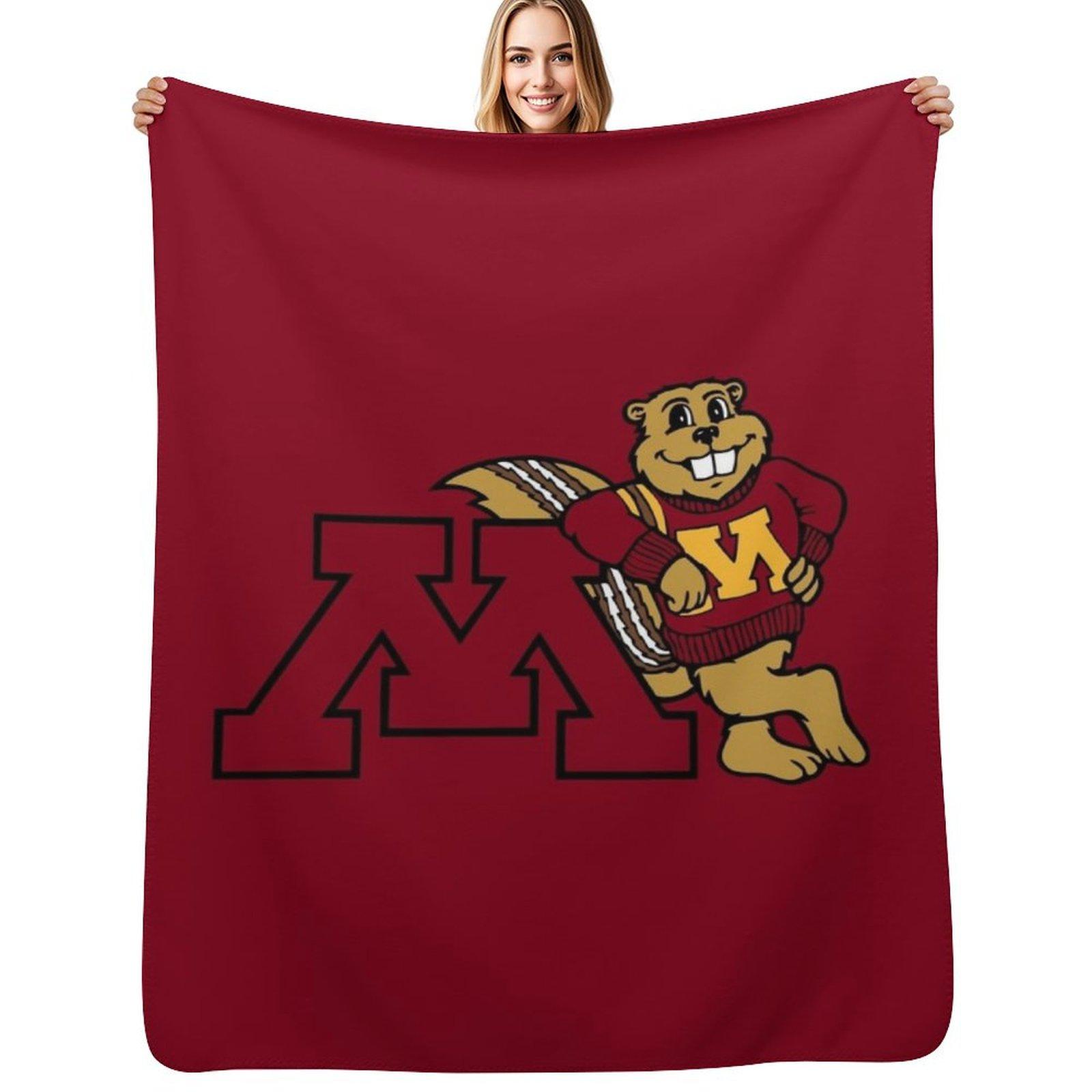 Goldy Gopher Throw Blanket Stylish Decor Blanket Gift for Friends Roommate Size: 75*100cm, Weight: 230 GSM