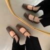 Fashion Retro Square Toe Shallow Mouth Silver Flat Shoes for Women 2025 New Spring Autumn Flat Mary Jane Shoes Ladies Plus Size 42 43 44