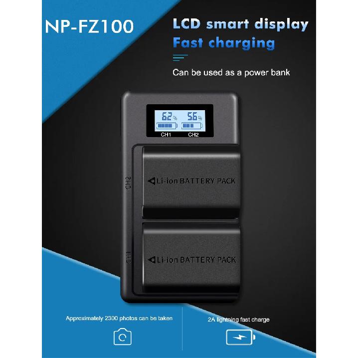 PALO NP-FZ100 NPFZ100 NP FZ100 Battery Charger for Sony NP-FZ100, BC-QZ1, Sony a9,A7R MARK 3, a7R III, A7 III,A6600