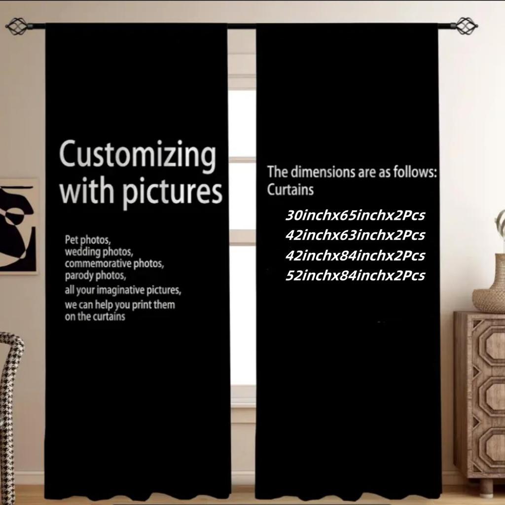 2 pieces of Santa Claus Christmas Tree printing curtain - polyester material suitable for bedroom living room study priva