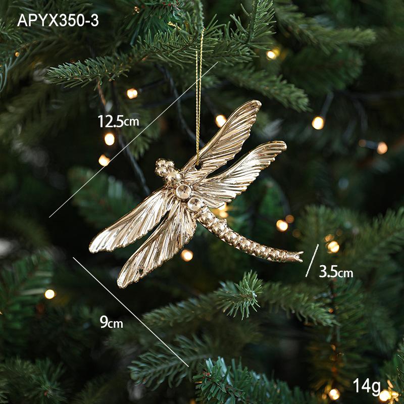 2025 Christmas Tree Ornaments Gold Plastic Elk Unicorn Angel Snowflake Hanging Pendants 2026 New Year Home Decoration Kids Gift