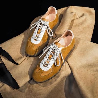 Retro kontrastfarbiger Spleiß dicker Boden Damen neu bequem und leicht runde Zehe Schnürschuh lässig
