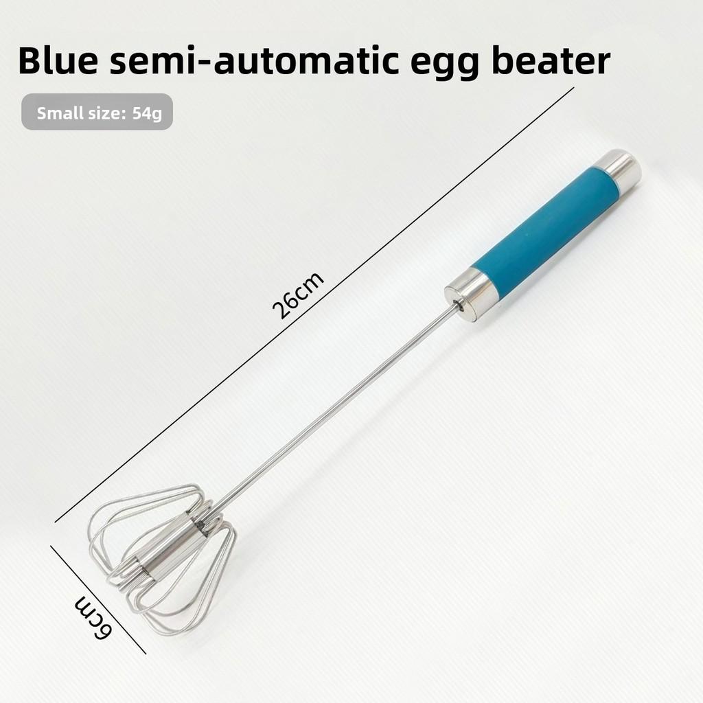 Stainless Steel Handheld Egg Beater With Rotating Whisk For Baking And Cooking