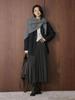 Xu Man Winter Korean Retro High-Waist Pleated A-Line Long Skirt for Women