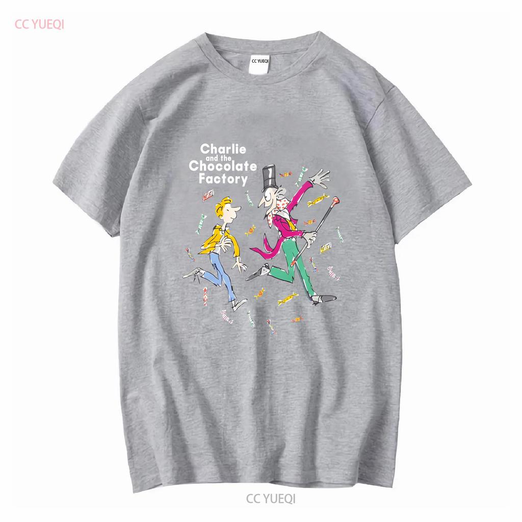 CHARLIE UND DIE SCHOKOLADENFABRIK Kinder T-Shirt lang- oder kurzärmelig Vintage Gewaschene Mode Bequemes Oberteil für den Alltag