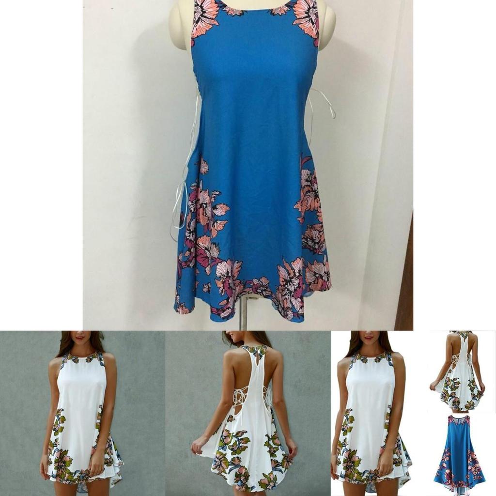 Elegant Sexy Vest Skirt Sleeveless Short Skirt Printed Flower Casual Dress For Women S-xxl