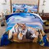 Tiger Duvet Cover Set King Size 3D White Tiger Bedding Sets Wild Animals Pattern Comforter Cover Set For Boys Girls Quilt Cover