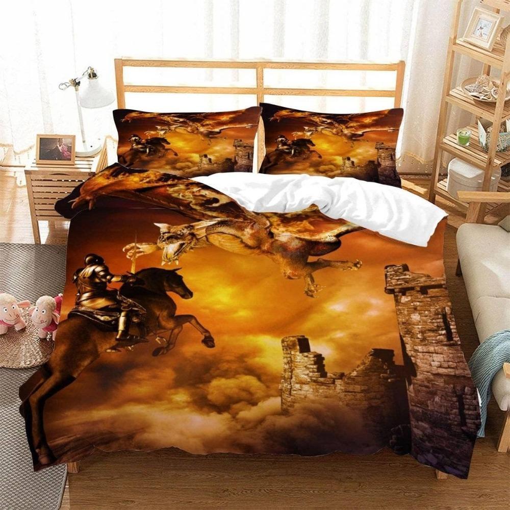 

Cartoon Dinosaur,Microfibre Bedding Sets, Children s Bed Linen with Zip Room Decor Duvet Cover for Teenagers adult 3-Piece 90x200cm