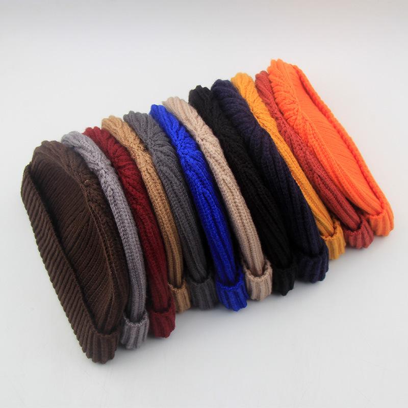 Short knitted cold hat men's melon fur hat ruffian hat hip-hop hat women's hooligan hat tide dome hip-hop wool hat