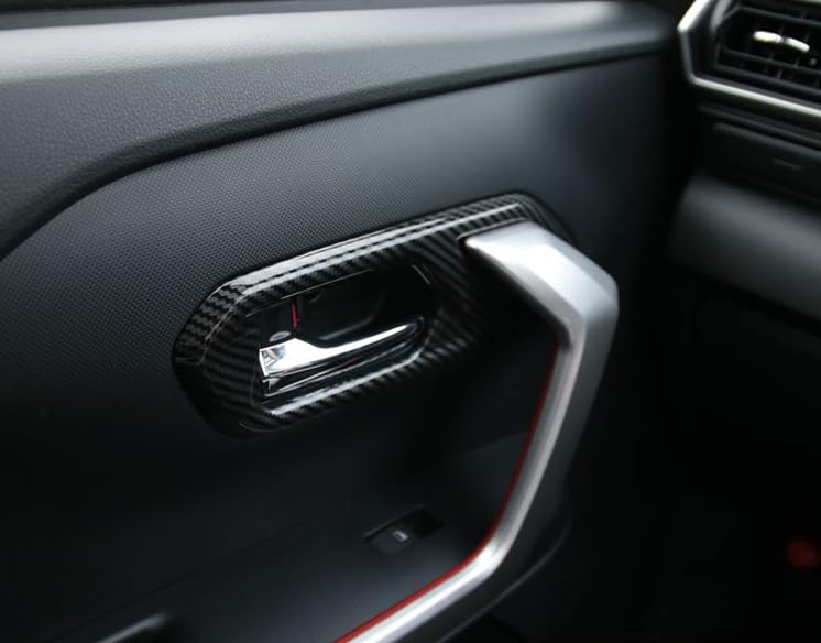 Yearnify Interior Door Handle Cover Panel Knob Frame Cover Door Window Button Panel Set for Toyota Raize 2019 Fiber + (200 Series, onwards) (Carbon