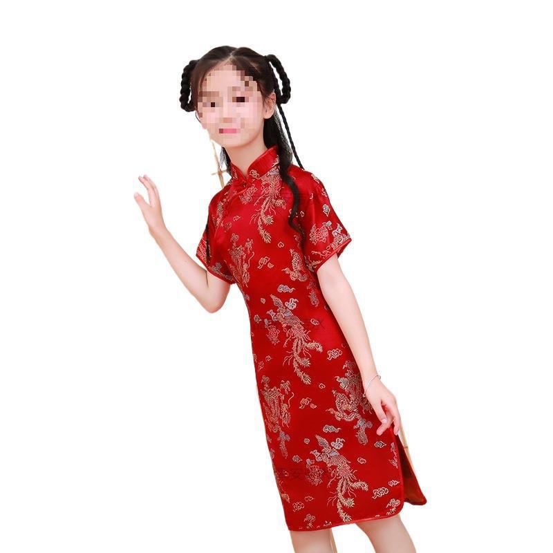 Children's Summer Retro Qipao - Elegant Chinese Princess Dress for Little Girls