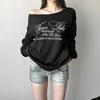 Stylish Letter Print Off,shoulder Short,sleeved Loose T,shirt Top